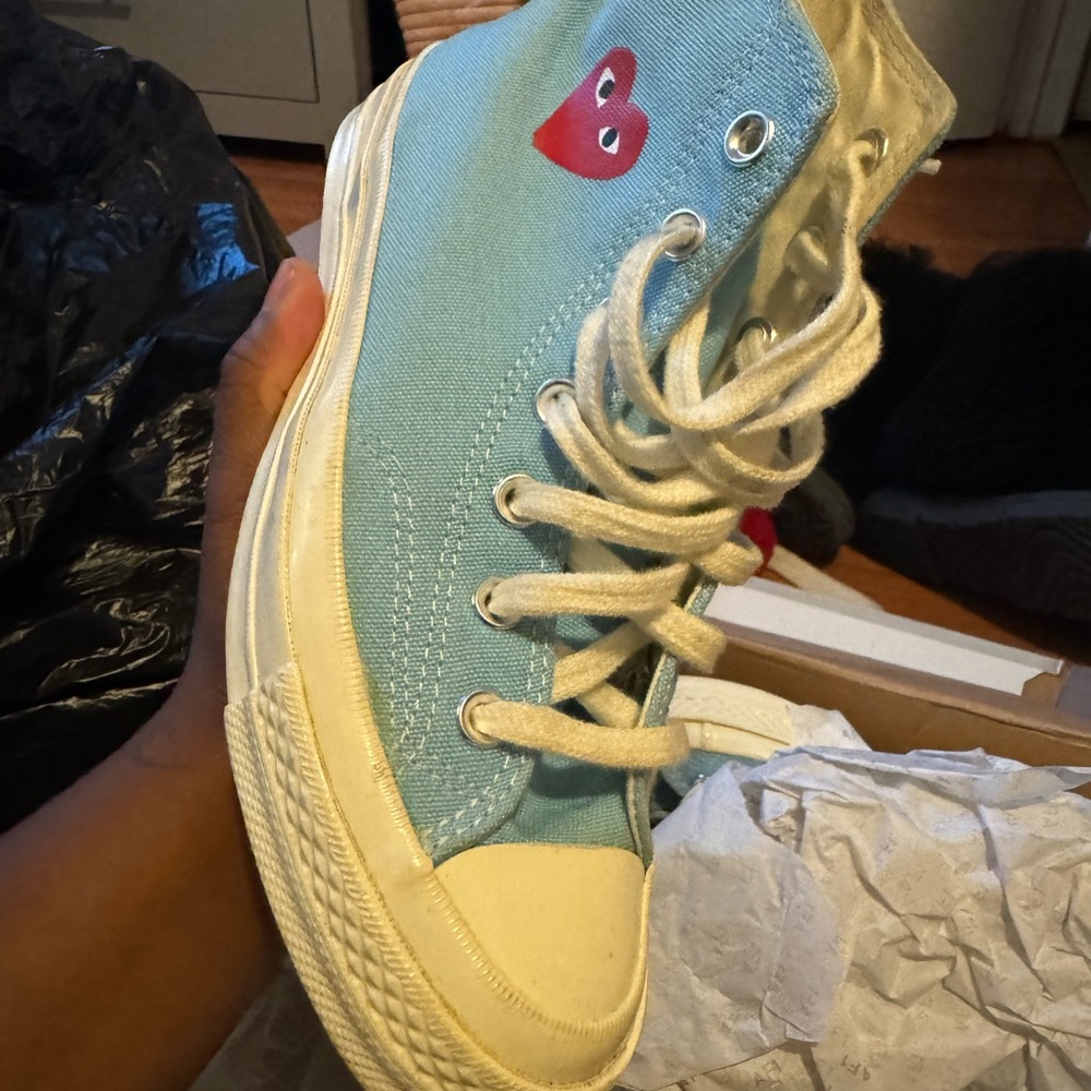 Comme des Garcons PLAY Blue High-Top Sneakers